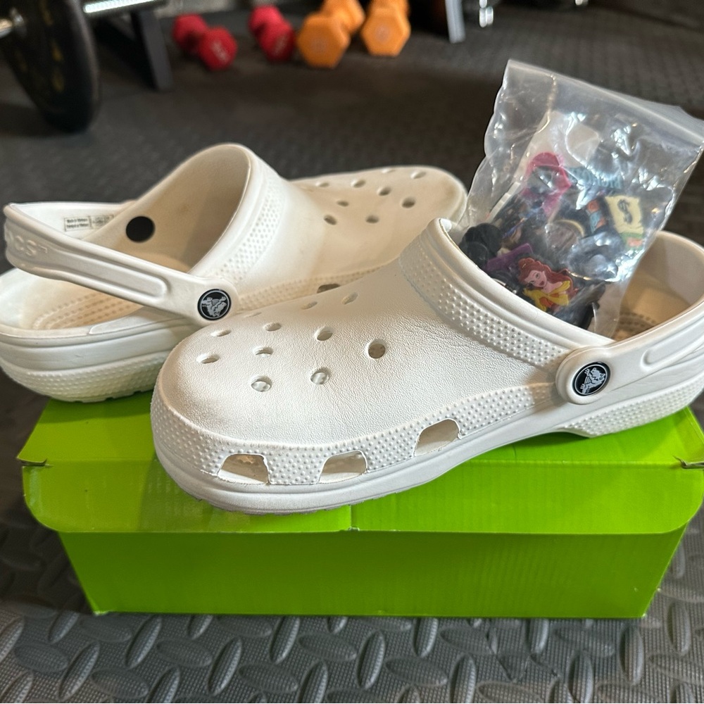 CROCS Kids White Sandals with Fun Charms
